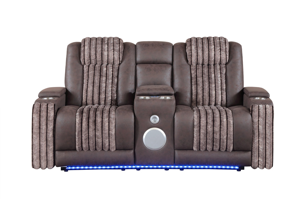 U8000 Pwr Console Rec Loveseat with PHR, LED and Speaker