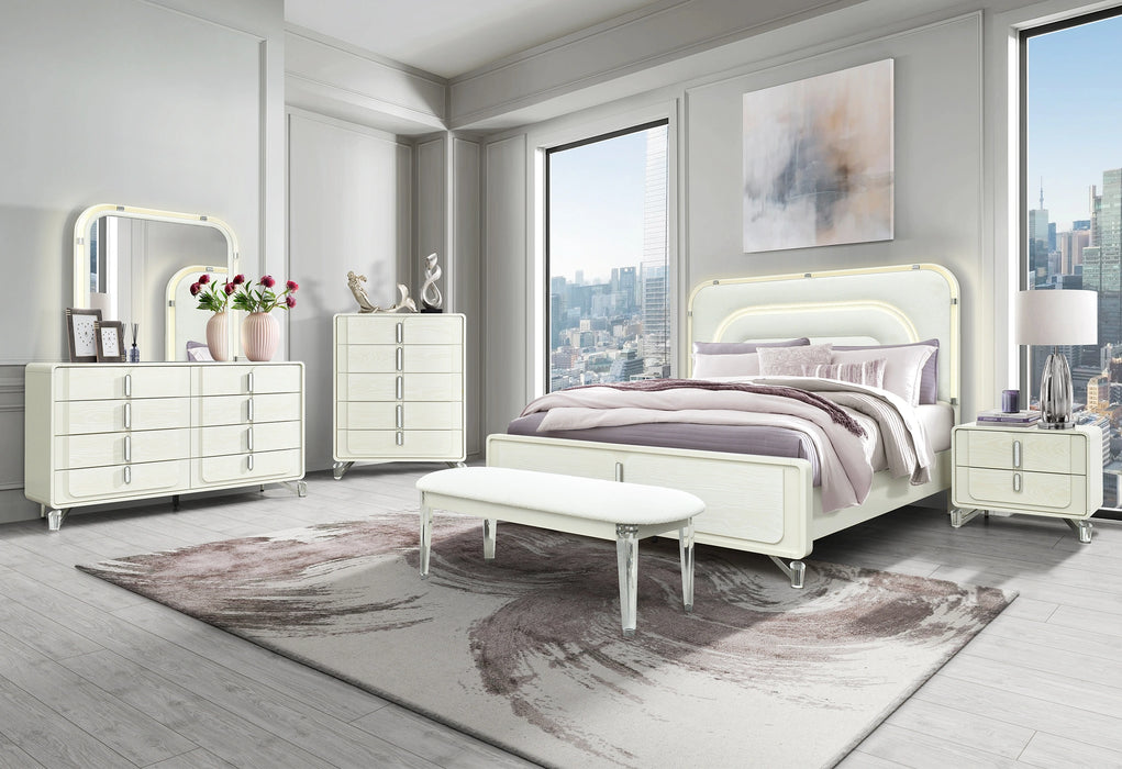 Lyra Beige Nightstand with USB