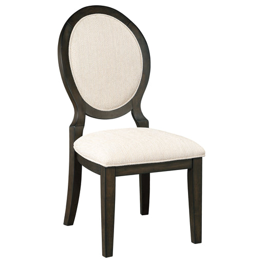 Twyla Upholstered Oval Back Dining Side Chairs Cream and Dark Cocoa (Set of 2) image