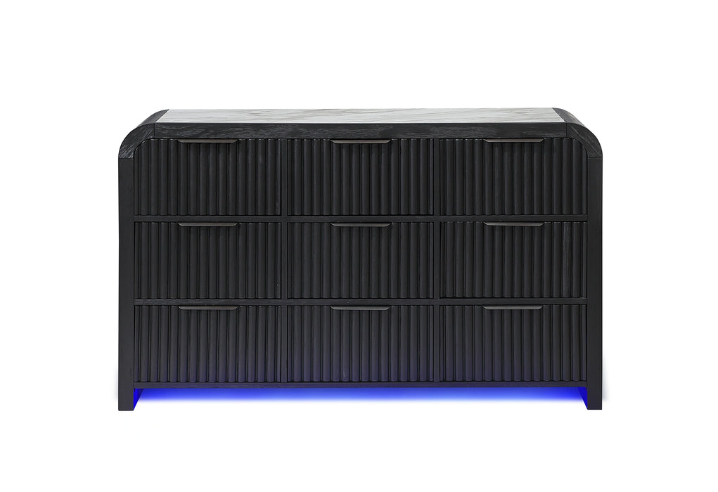 Beckett Wht/Blk Dresser W/ LED
