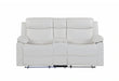 U6026 Blanche White Console Reclining Loveseat with LED and Speaker