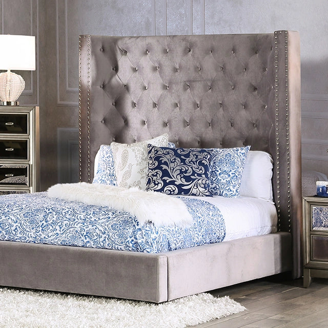 ROSABELLE E.King & Queen Bed, Black, Gray, & Ivory,