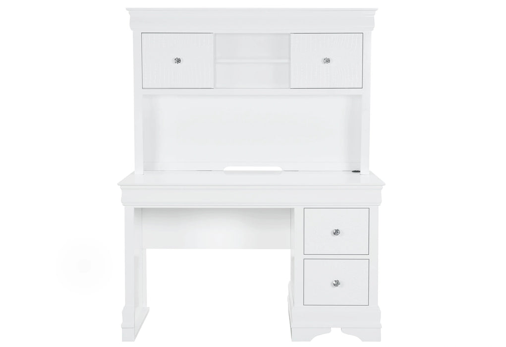 Pompei Metallic White Bookcase Twin Bed with LED