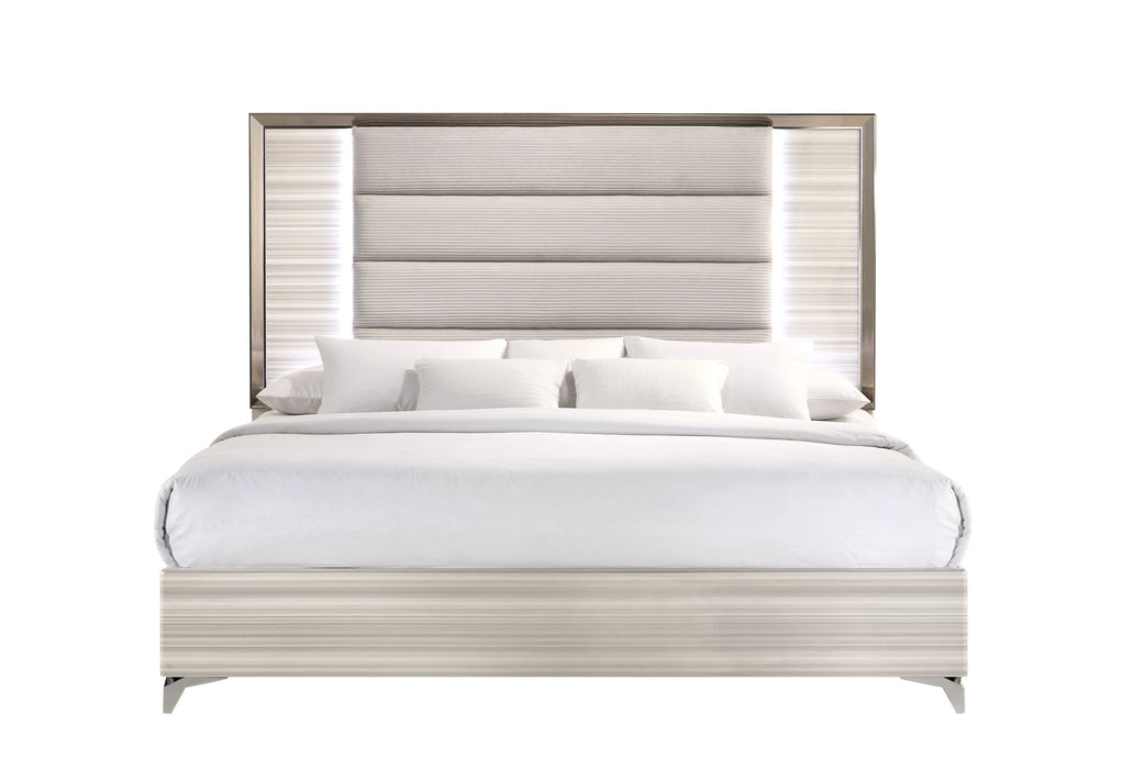 Zambrano White Bed with LED