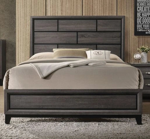Acme Furniture Valdemar Queen Panel Bed in Weathered Gray 27050Q