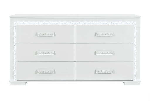 Naomi Silver Marble Dresser with LED