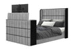 Isabella Grey Bed with LED, TV Lift, Speaker and Fireplace