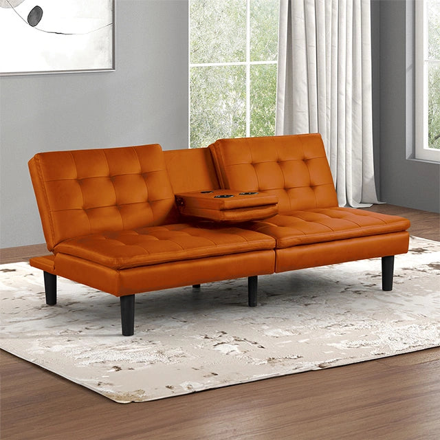 Eidsberg Futon Sofa Bed Orange, Grey, Brown, & Black