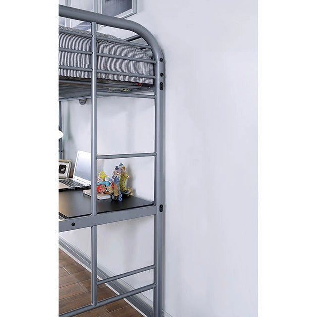 Opal Iii Black & Silver Twin Loft Bed