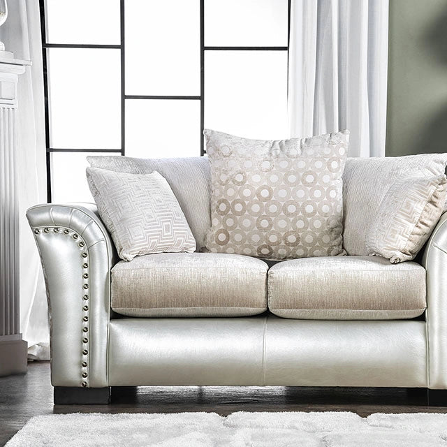 Benigno Love Seat Silver & Gray