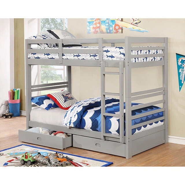California Iv Black, Walnut, Gray, & White Twin/Twin Bunk Bed