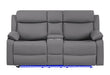 U6026 Grey Pu 46A Console Reclining Loveseat with LED and Speaker