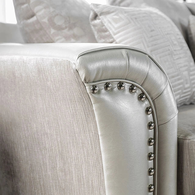 Benigno Love Seat Silver & Gray