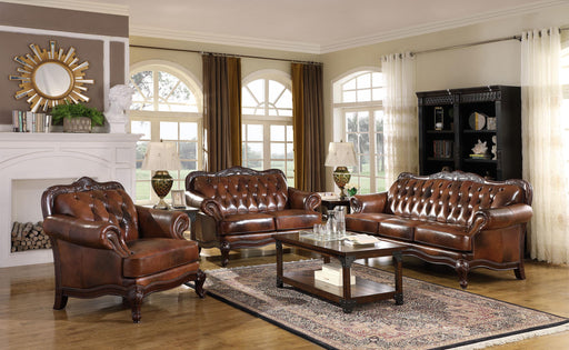 Victoria Upholstered Tufted Living Room Set Brown image
