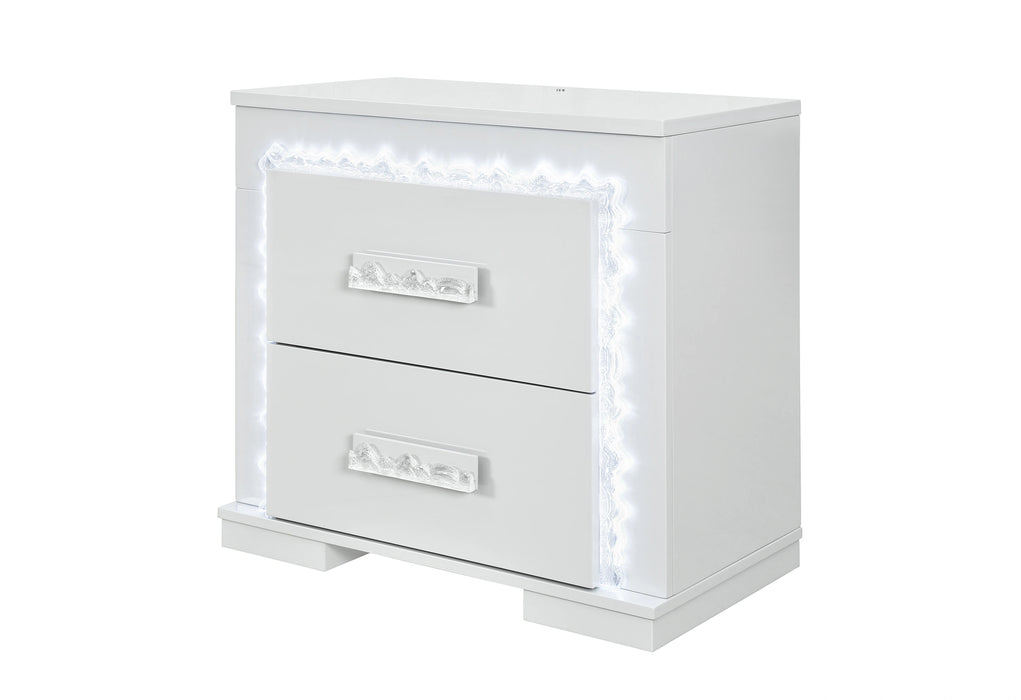 Naomi Silver Marble Nightstand with LED