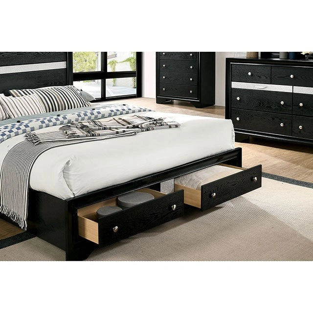 CHRISSY E.King, Full, & Queen Bed White, Grey, & Black