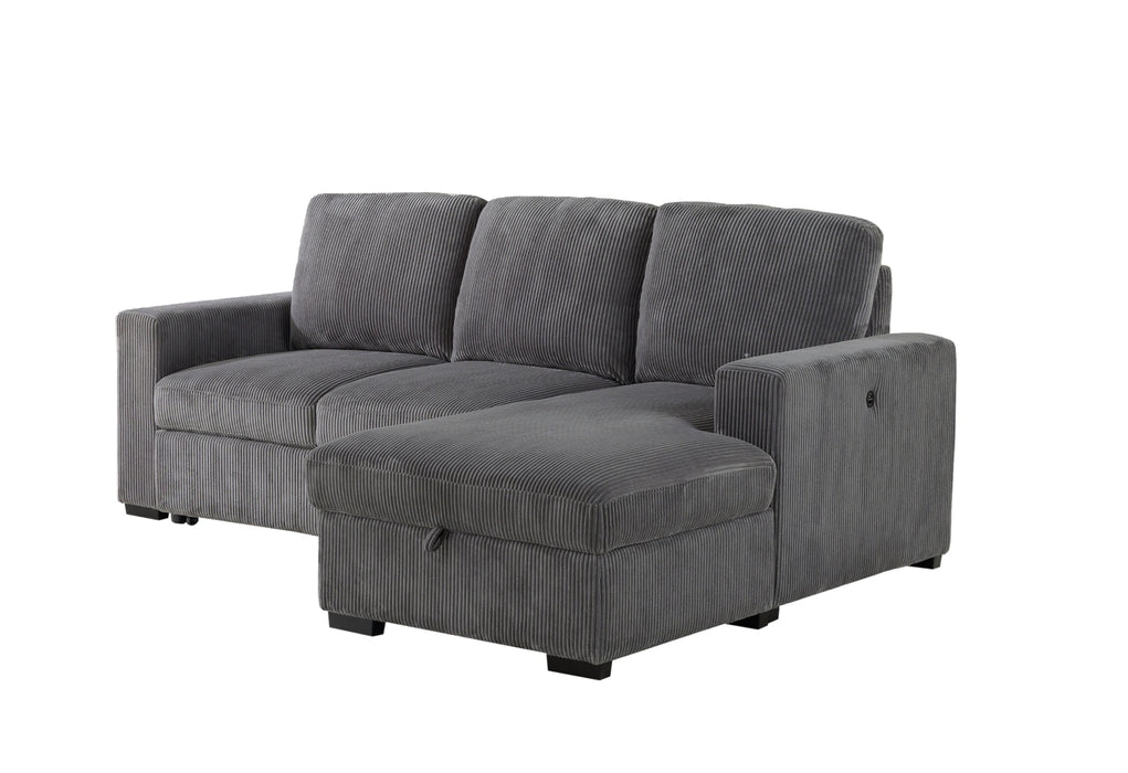 U2660 Grey L Sofa Bed Sectional with Pullout