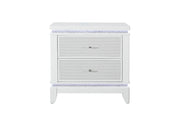 Alina White Nightstand with Cooler, LED, Speaker and USB