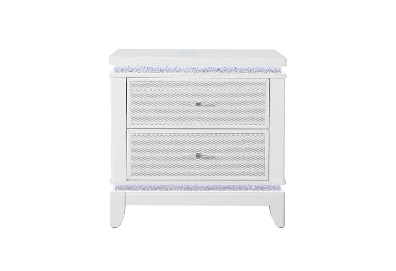 Alina White Nightstand with LED and USB