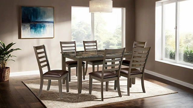 Adia 7 Pc Dinning Table Set Grey & Brown
