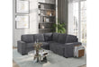 U2660 Grey Sectional W/O Chaise and W/ Pullout Sofa Bed