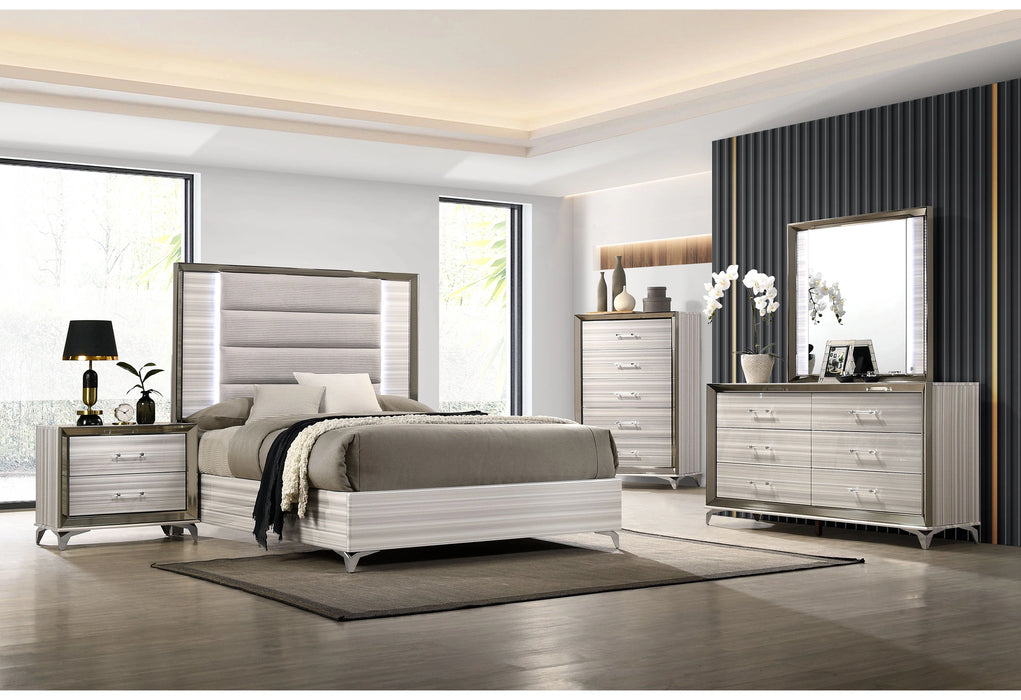 Zambrano White Bed with LED