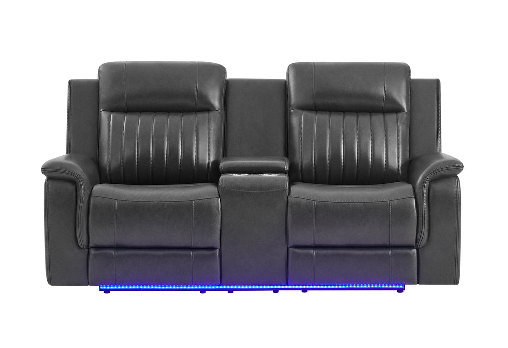 U8879 Blanche Charcoal Pwr Con Rec Ls W/LED, Global Ss & Subwoofer