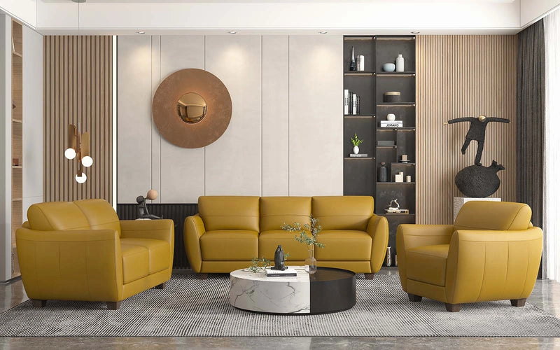 Valeria Mustard Leather Sofa