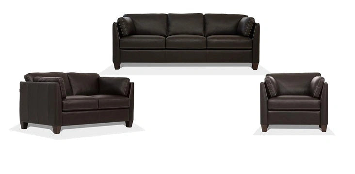 Matias Chocolate Leather 3-Piece Living Room Set