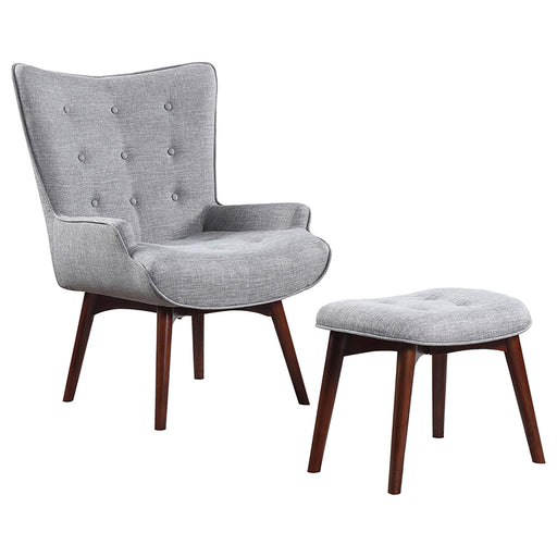 Willow Upholstered Accent Chair with Ottoman Grey and Brown image