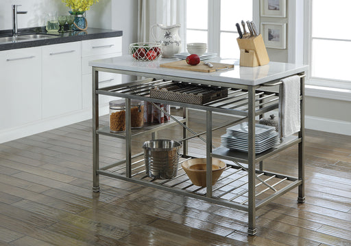 Lanzo Marble & Antique Pewter Kitchen Island (Counter) image