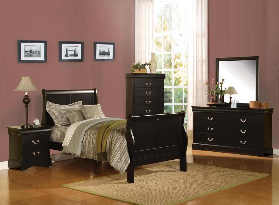 Louis Philippe III Black Twin Bed