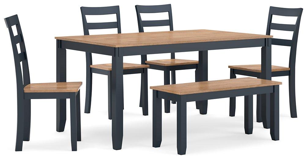 Gesthaven Dining Table with 4 Chairs and Bench (Set of 6)