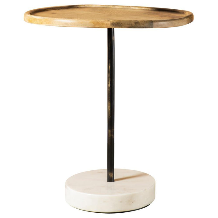 Ginevra Round Wooden Top Accent Table Natural and White