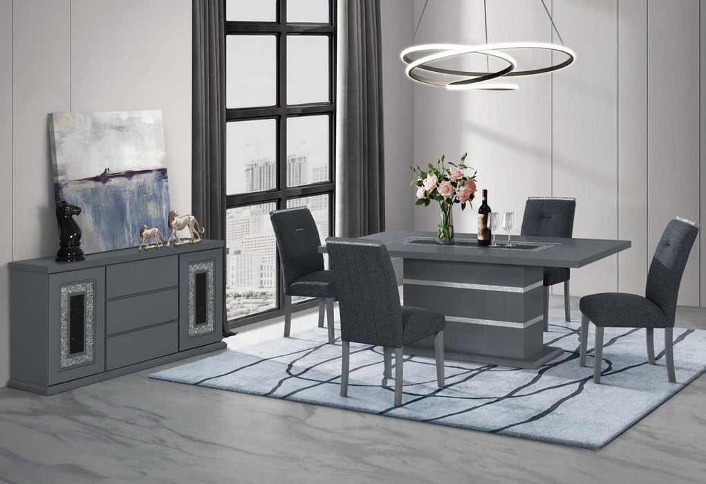 MONACO DARK GREY DINING TABLE AND 8 MONACO DARK GREY DINING CHAIRS
