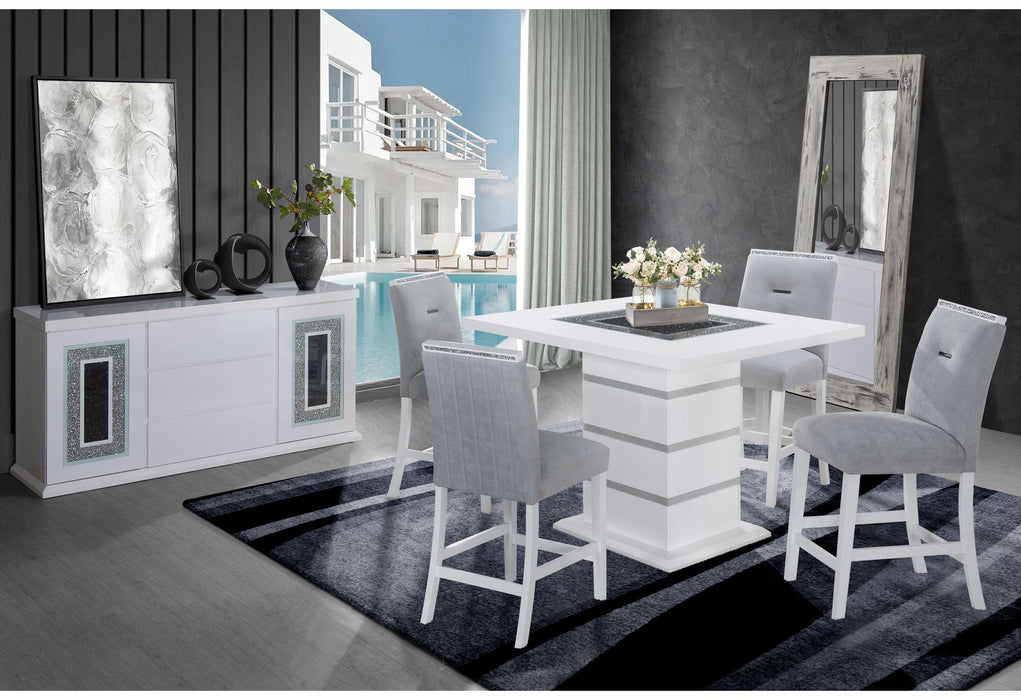 MONACO WHITE BAR TABLE + 8 MONACO BS-N