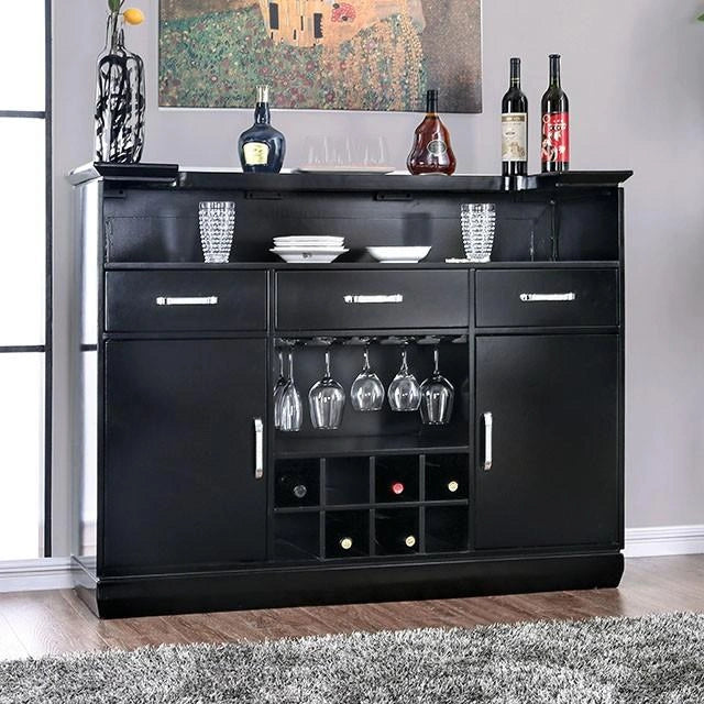 Alena Black Bar Table w/ LED Touch Light & Mirror