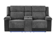 U5915 Grey/Black Console Rec Loveseat W/Immersive Sound & Blue LED