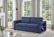 U0211 Navy Pull Out Sofa Bed with LED Acrylic Shelves and Speakers