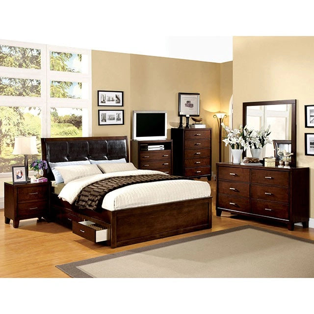 Enrico Full Queen Bed Brown, Black, & Cherry