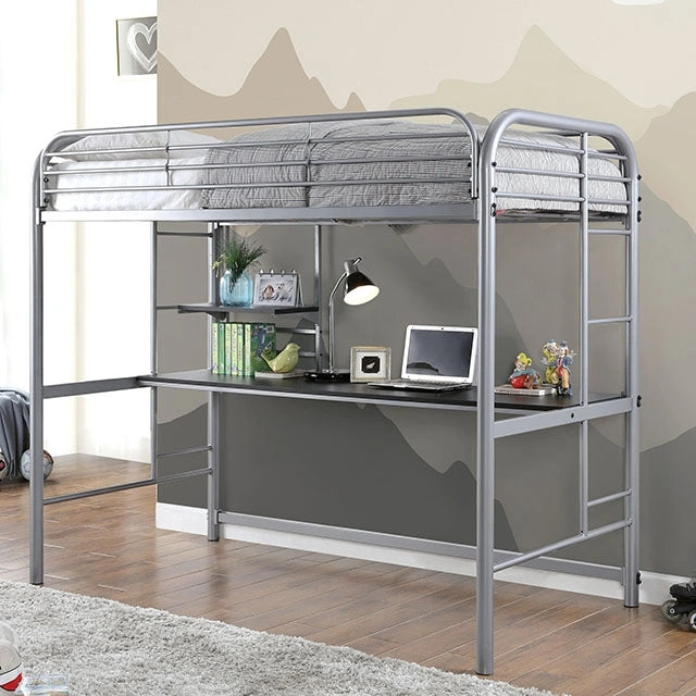 Opal Iii Black & Silver Twin Loft Bed