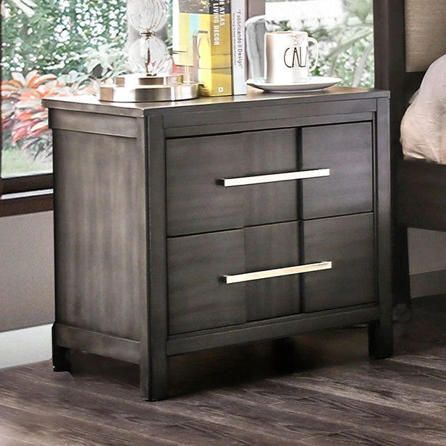 Berenice Espresso Night Stand White, Gray, & Espresso