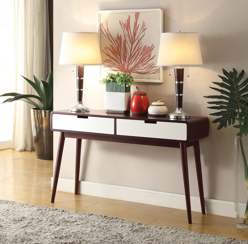 Christa Espresso & White Sofa Table