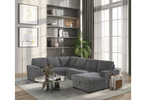 U2660 Grey Sectional W/Pull Out Sofa Bed