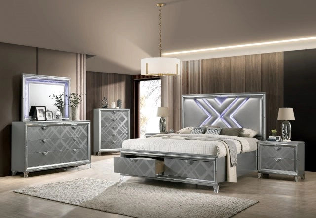 Emmeline 4 & 5 Piece Queen Bedroom Set Gray & White
