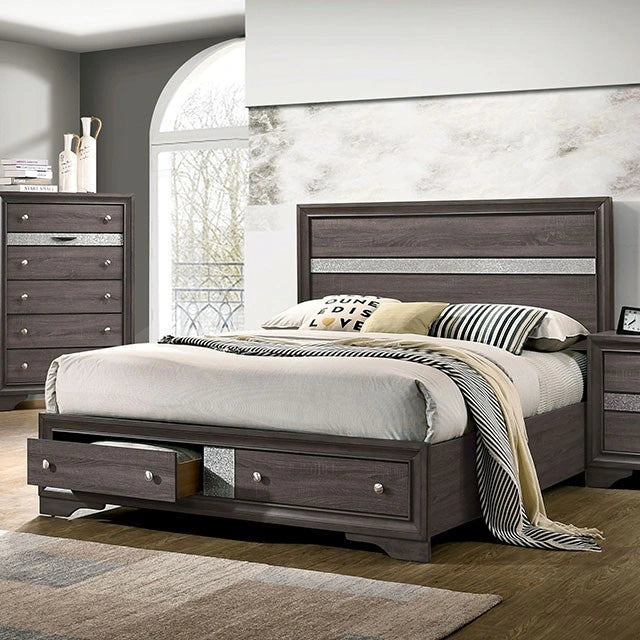 CHRISSY E.King, Full, & Queen Bed White, Grey, & Black