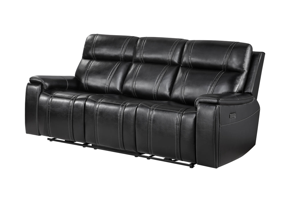U8881 Black Leather Power Reclining Sofa with Immerse Sound