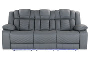 U7068 Grey 10 Power Reclining Sofa with Ddt, Wc and LED