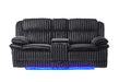 U8686 Black Pwr Console Rec Loveseat with LED and Hidden Drawer