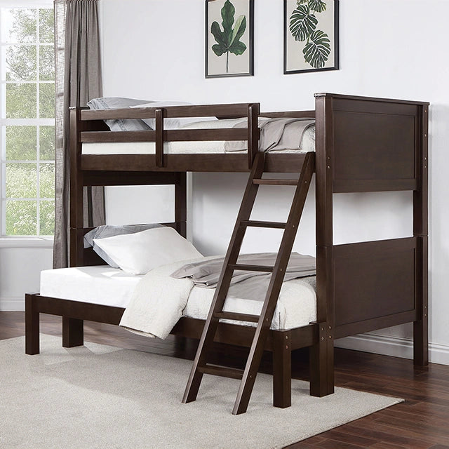 STAMOS Full/Full, Twin/Full, & Twin/twin Bunk Bed, Walnut